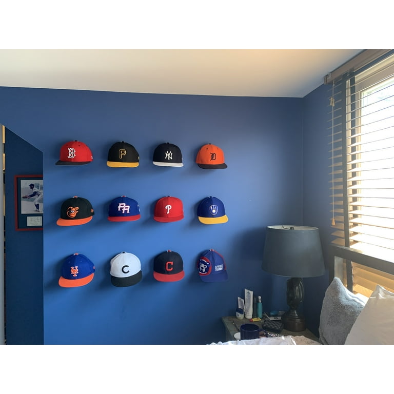 Baseball Cap Display; Wall Mounted Hat Rack; Baseball Cap Storage &  Organization; Great for Cap Collectors (12) 